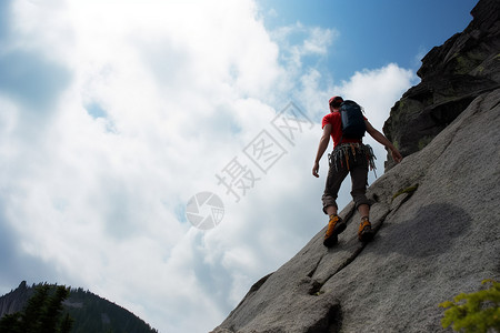 山峰中的登山者图片