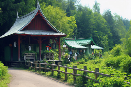 木质凉亭自然风景山间景区背景