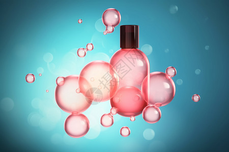精华液瓶水乳精华液体分子结构概念图设计图片