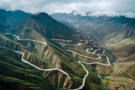 曲折的山路自然景观图片