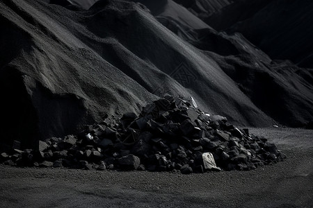 考古挖掘煤场的煤堆设计图片