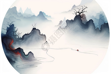 创意手绘风景插画背景图片