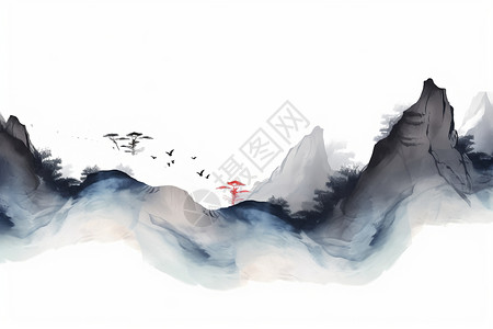 中式抽象山水图片