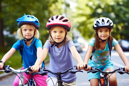 骑行训练孩子们在户外骑车背景