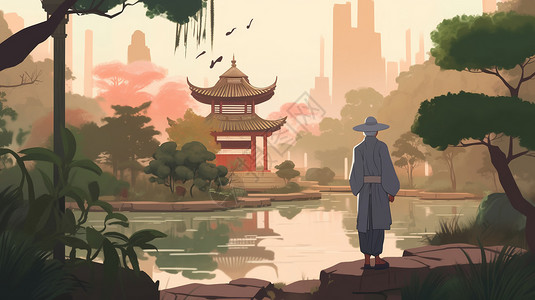 中国古典园林园林中的中国学者插画