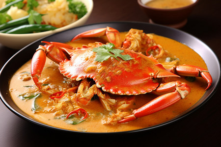泰式咖喱蟹美味的泰国菜高清图片