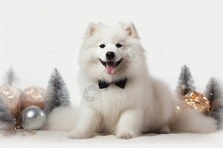 宠物狗和圣诞装饰图片