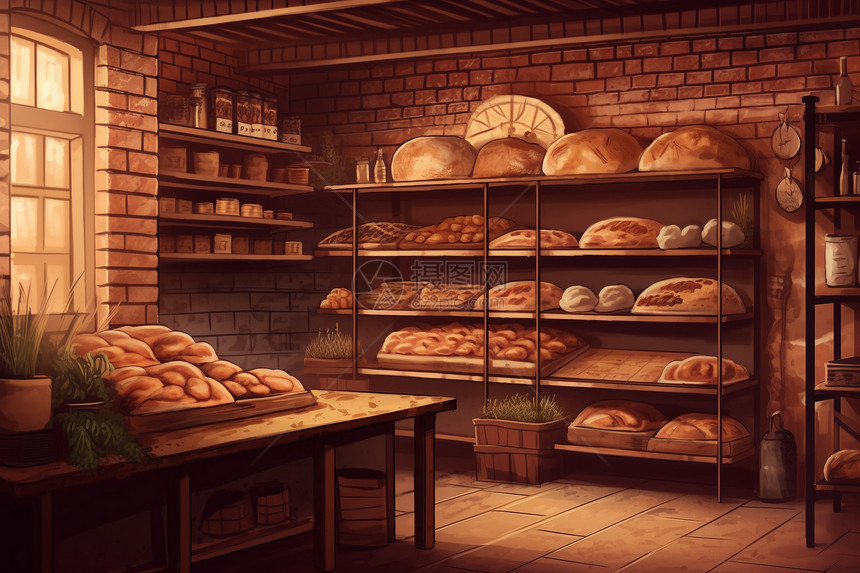 复古的面包店图片