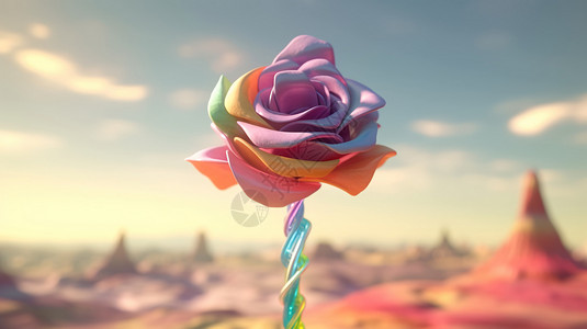 彩色绳子3d彩色玫瑰场景设计图片