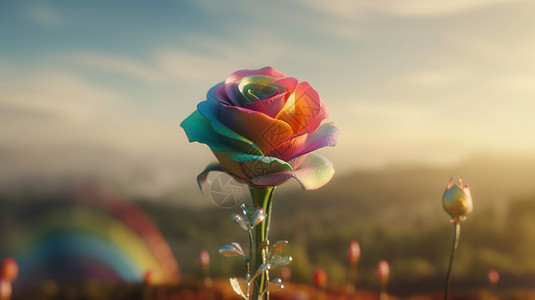 美丽的彩虹玫瑰背景图片