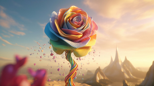 彩虹玫瑰的抽象场景背景图片