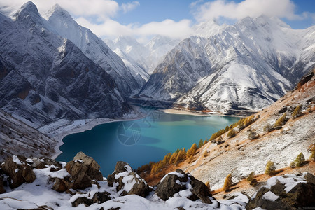 雪域景观雪域湖泊背景