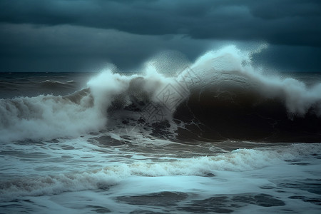 海浪翻涌的海面背景图片