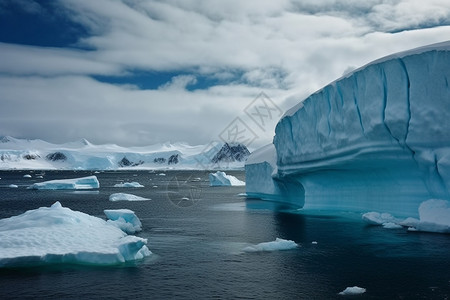 冰盖美丽的南极洲风景背景