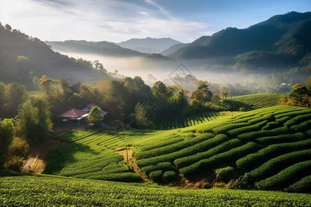 绿茶种植园清新茶园背景