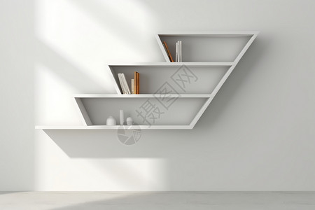 储物室纯白色简单背景菱形搁板装饰书架设计图片