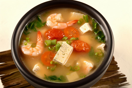 虾仁豆腐汤味增汤高清图片