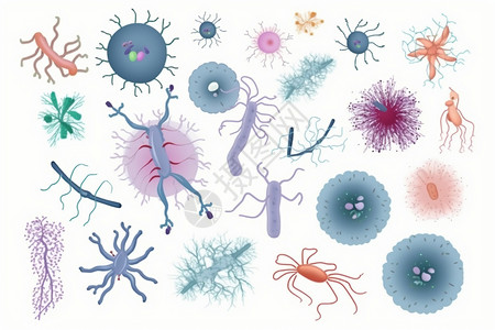 花载体微生物病毒细菌集插画