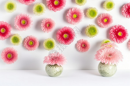 非洲雏菊白色背景上的粉红色非洲菊花设计图片