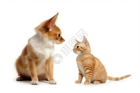 流浪的小猫和小狗背景图片