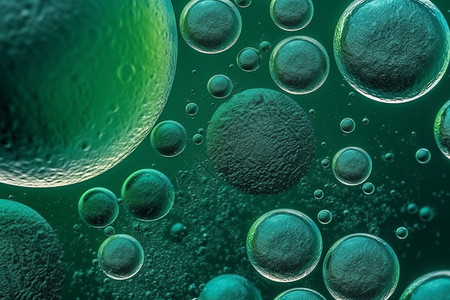 油滴气泡的绿色背景设计图片