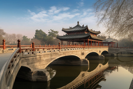 中国的古桥背景图片