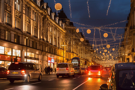 伦敦的建筑伦敦街道灯光高清图片