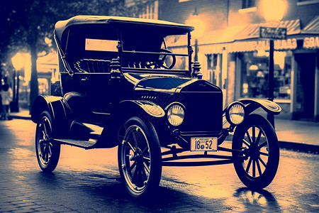旧电影素材旧福特T型车的照片背景