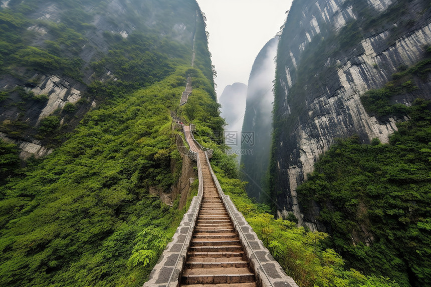 通往山顶的台阶图片