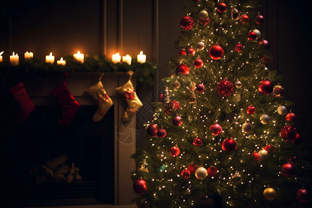 一个装满圣诞球的圣诞树图片