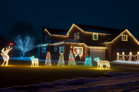 圣诞节用灯光装饰室外图片