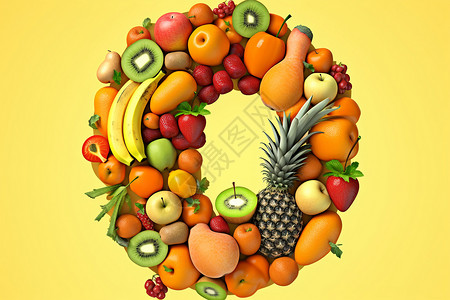 健康字体水果拼贴创意设计图片