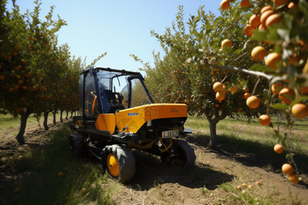 机器人辅助果园采摘水果提高效率高清图片