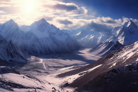 巍峨壮丽的大雪山背景图片