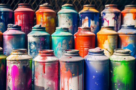 彩色颜料罐油漆容器高清图片