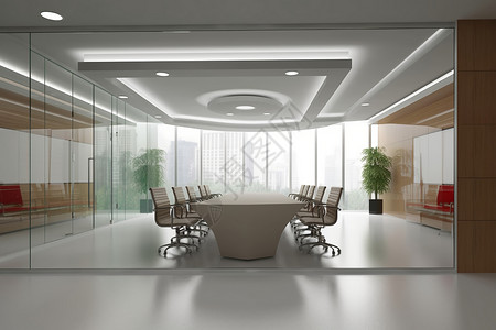 明亮简洁大型会议室背景图片