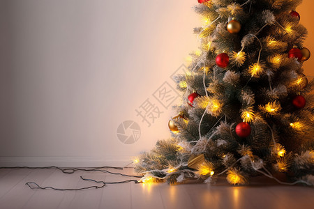 圣诞树花环灯背景图片