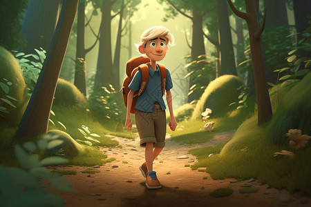 卡通森林旅行者背景图片