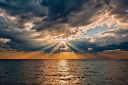 唯美的日落海景背景图片