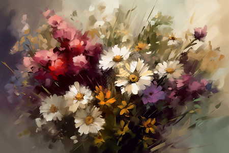 野花花束油画背景图片