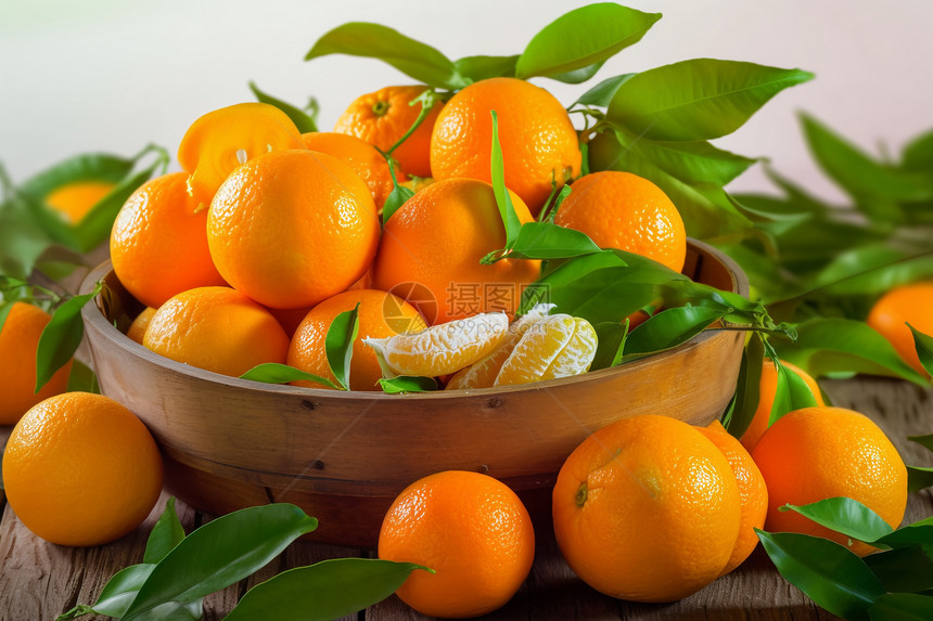 一篮新鲜的柑橘图片