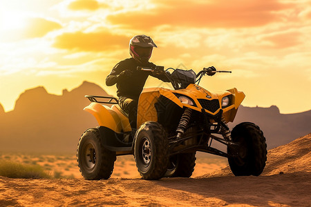 沙漠的车沙漠中的摩托背景