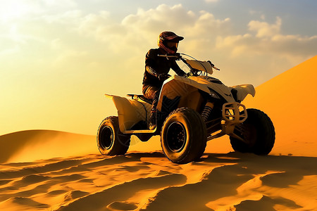 沙漠四轮摩托车背景图片