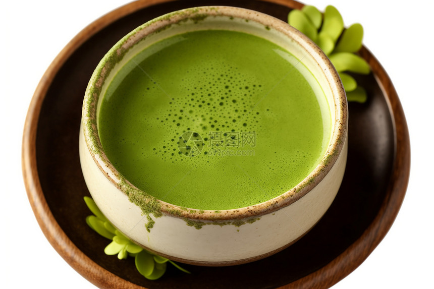 一杯绿茶饮品图片