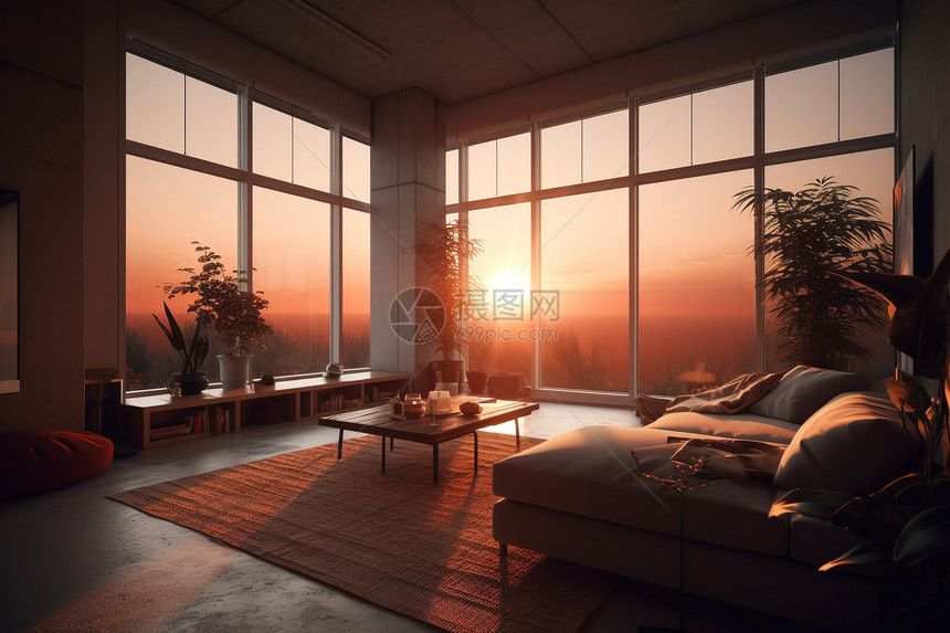 日落氛围客厅图片