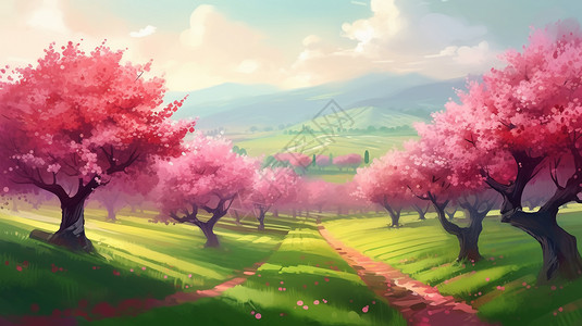 风景如画的樱花园图片