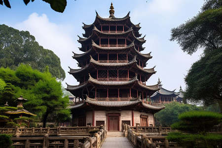 中国佛教古塔背景图片