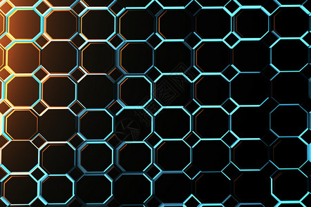 蜂窝网格空间背景发光蜂窝框架设计图片