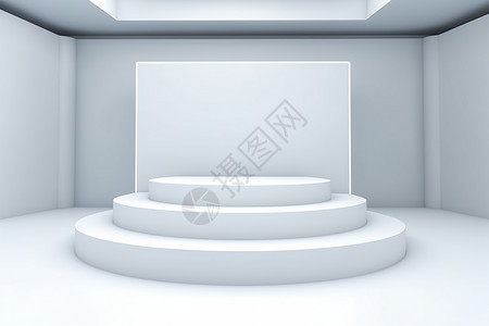 直播间设计明亮的白色展台背景