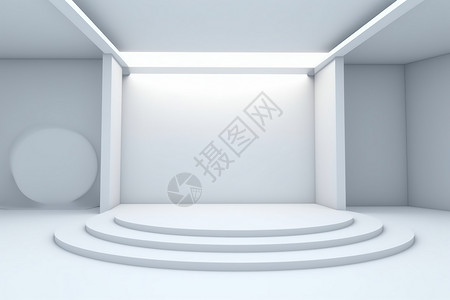 直播间设计纯白色舞台空间背景